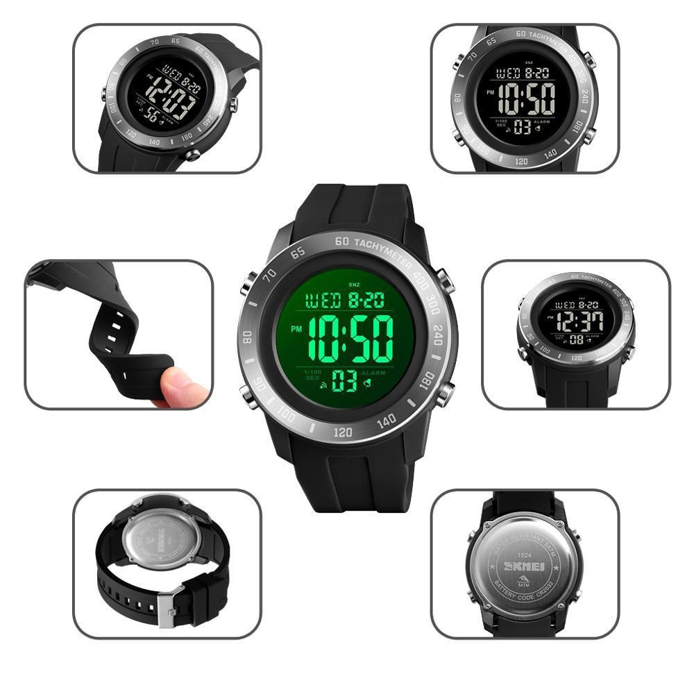 Мужские спортивные наручные часы Skmei 1524 (Черные с черным) Винница - изображение 5