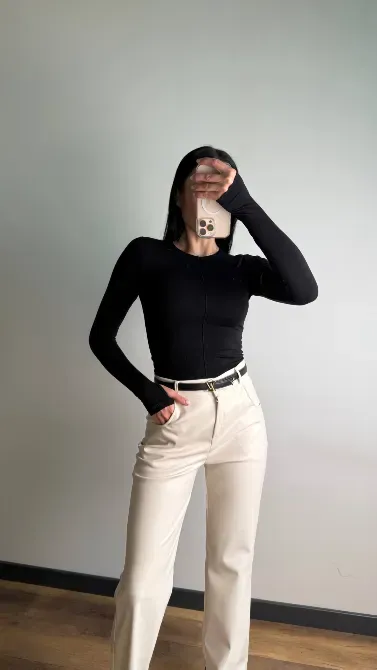 Кожаные брюки с идеальной посадкой и вырезами Одесса - изображение 10