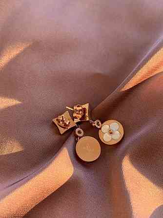 Брендові сережки Луї Віттон/Louis Vuitton, позолота Одеса