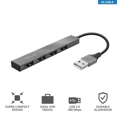 Концентратор Trust Halyx Aluminium 4-Port Mini USB Hub (23786_TRUST) Вінниця - фото 5