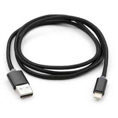 Дата кабель USB 2.0 AM to Lightning 1m LED black Vinga (VCPDCLLED1BK) Винница