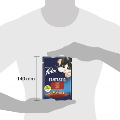 Вологий корм для кішок Purina Felix Fantastic з яловичиною в желе 85 г (7613039838624) Вінниця - фото 3