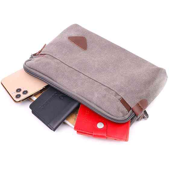 Мужская вместительная барсека из текстиля Серая (Vintage) Киев