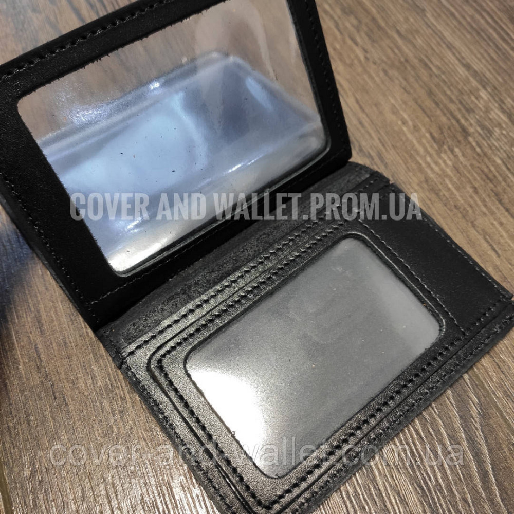 Універсальна шкіряна обкладинка для авто документів чорного кольору PS Leather Київ - фото 7