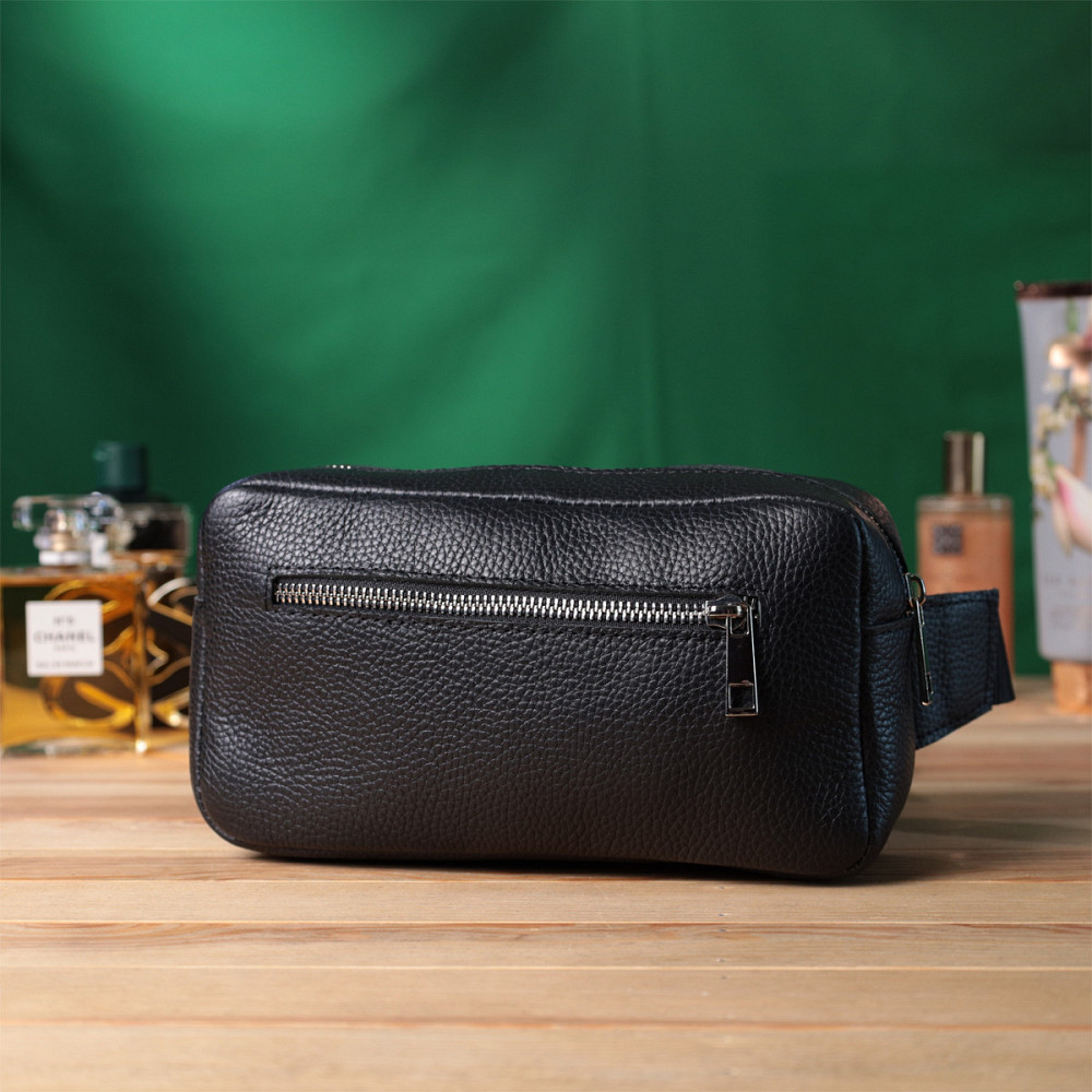 Чоловіча сумка-бананка з натуральної шкіри флотар Shvigel 22826 Чорна Київ - фото 9