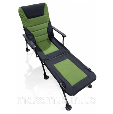 Раскладное карповое кресло с подставкой для ног Bonro B-24 Черно-зеленое (туристическое для рыбалки) Мостиська