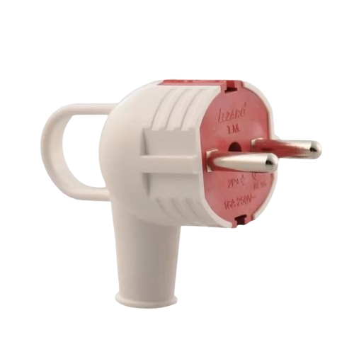 Вилка із заземленням з ручкою білий/червоний Лезард Житомир - изображение 1