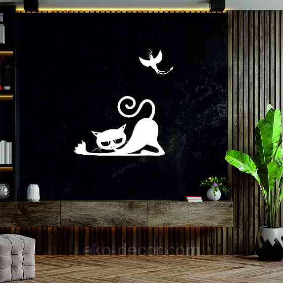 Декоративное настенное 3D Панно «Кот» Декор на стену с объемом 70*45 см, Белый Киев