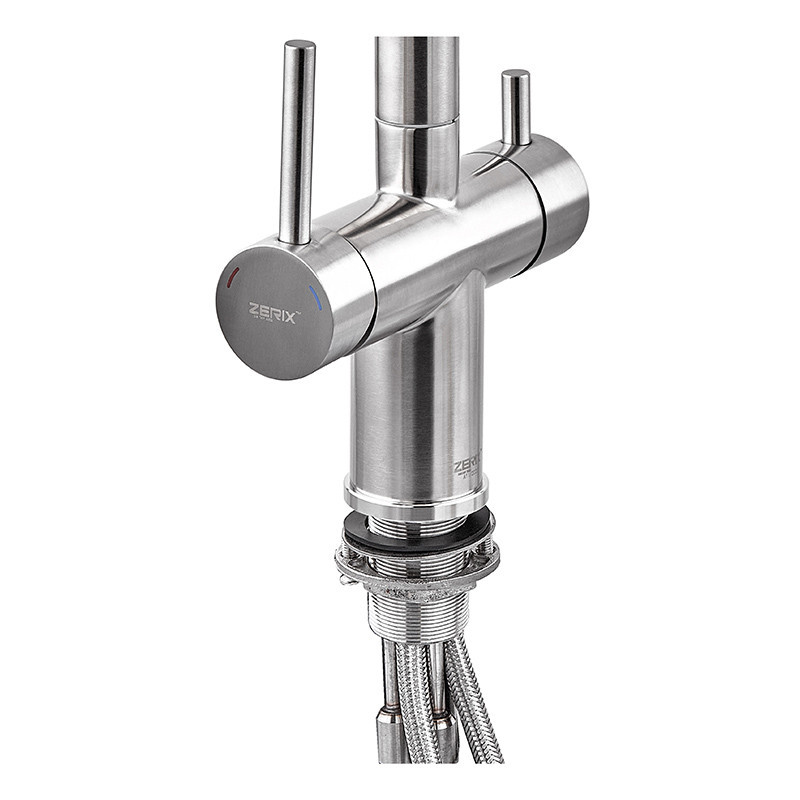 Змішувач для кухні Zerix LUX-024 під осмос з висувною лійкою (нерж. сталь) (ZX5555) Чернівці - фото 5