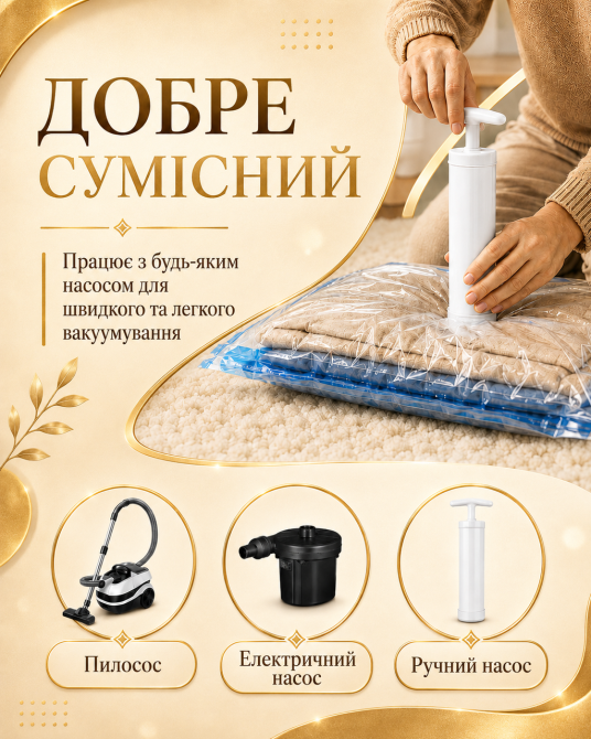 Вакуумные пакеты 12 шт 1 ручной насос для компактного хранения в шкафу, гардеробной и небольшой квартире, для одежды и вещей Каменец-Подольский - изображение 12