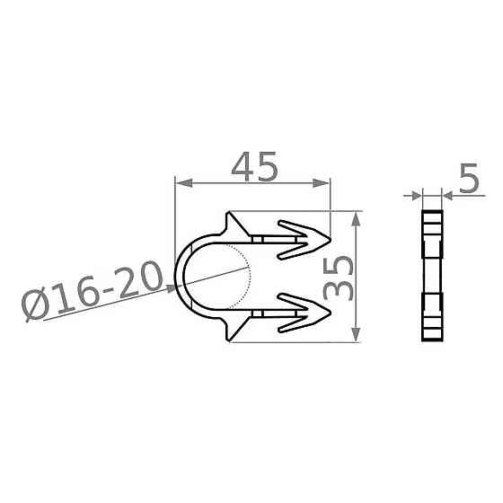 Гарпун-скоба для кріплення труби ТП Ø16-20 довжина 45мм чорна/червона (уп.100шт) (000024476) Київ