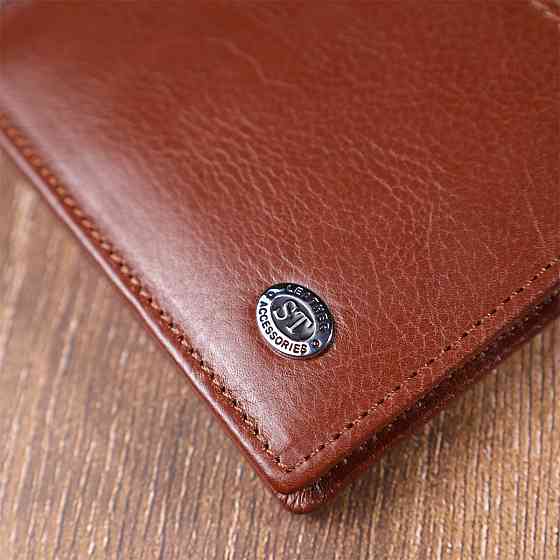 Зручний затискач для грошей із натуральної гладкої шкіри ST Leather 19427 Коричневий Київ