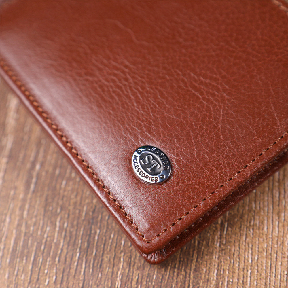 Удобный зажим для денег из натуральной гладкой кожи ST Leather 19427 Коричневый Киев - изображение 1