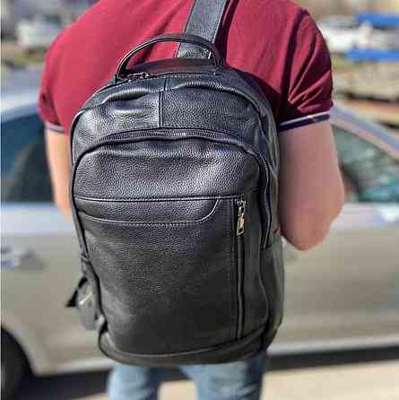 Міський чоловічий рюкзак шкіряний чорний Tiding Bag B2-03555A Кам'янське