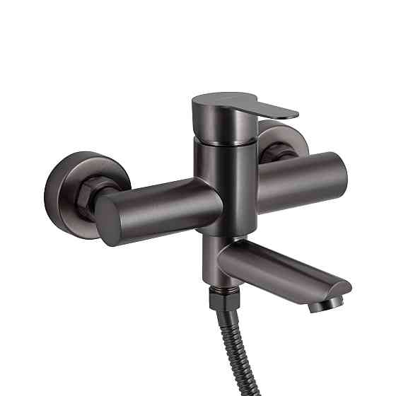 Змішувач для ванни Brinex Pure 006 з поворотним виливом (з душовим гарнітуром) Graphite BRIPUR006GRP Київ