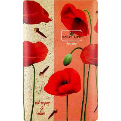 Тверде мило Happy Life Червоний мак і гвоздика 180 г (4823107604096) Вінниця