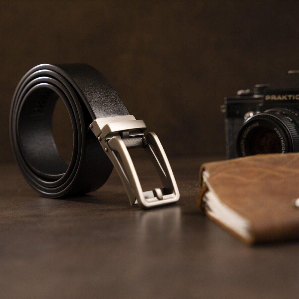Мужской ремень с оригинальной автоматической пряжкой Vintage 20306 Черный Киев - изображение 8