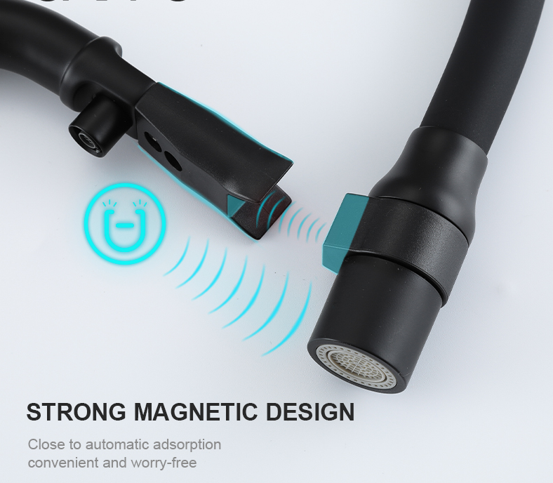 Кухонний змішувач Koer KB-72006-05 для питної води з гнучким виливом на підставці латунь/чорний (KR3380) Чернівці - фото 5