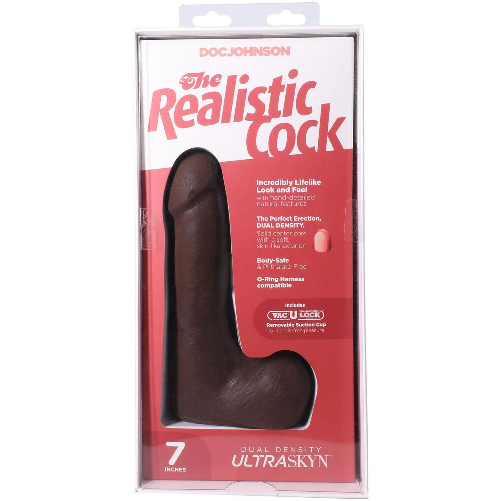 Фалоімітатор Doc Johnson The Realistic Cock ULTRASKYN - 7 Inch with Balls Chocolate Sex Aura Київ - фото 9