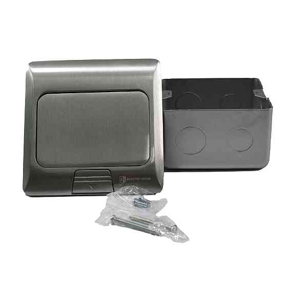 Розетка для пола с заземлением врезная 16А + 2USB (type C+A) 2.4А, IP44, алюминий Днепр