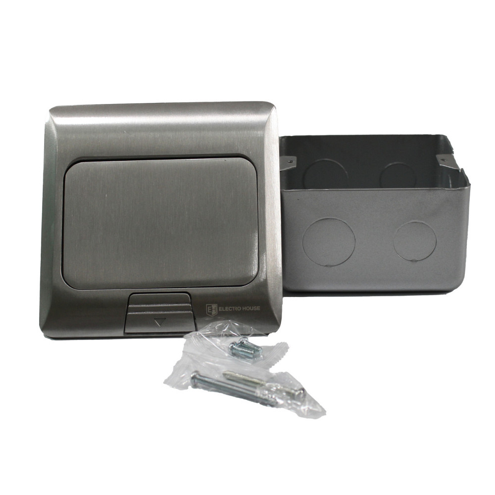 Розетка для пола с заземлением врезная 16А + 2USB (type C+A) 2.4А, IP44, алюминий Днепр - изображение 3