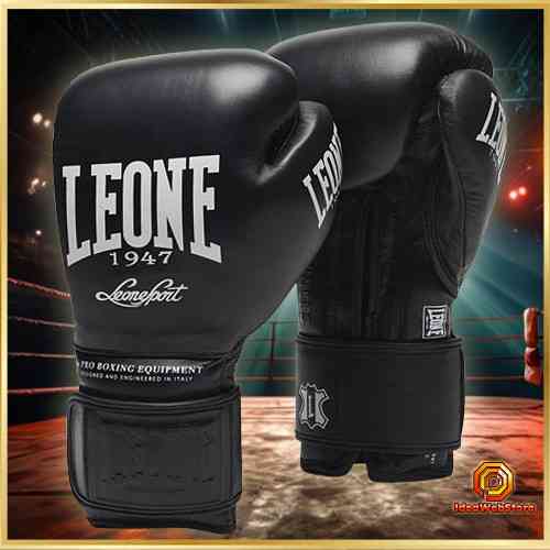Боксерские перчатки Leone Greatest Black 12 унций профессиональные кожаные перчатки с пенно-гелевым наполнител Киев