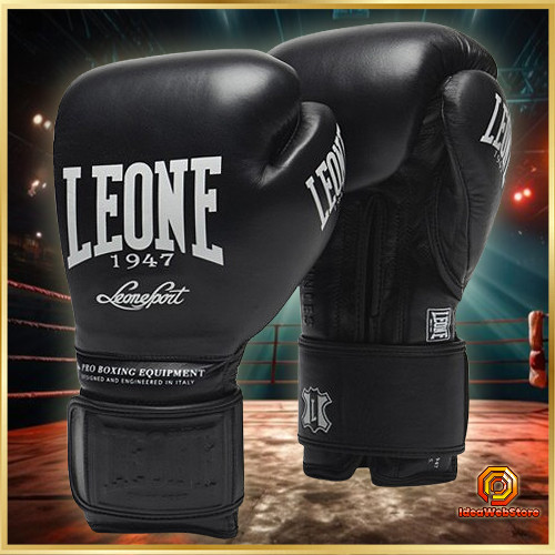 Боксерские перчатки Leone Greatest Black 12 унций профессиональные кожаные перчатки с пенно-гелевым наполнител Киев - изображение 1