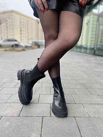 Nikos Жіночі черевики Niko's чорні натуральна шкіра з хутром висота 20 см (2101/181) Коломыя