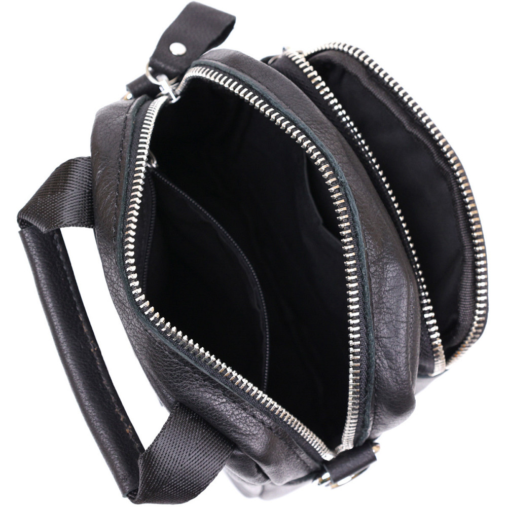 Компактна чоловіча сумка з натуральної шкіри Чорний (Vintage) Київ - фото 10