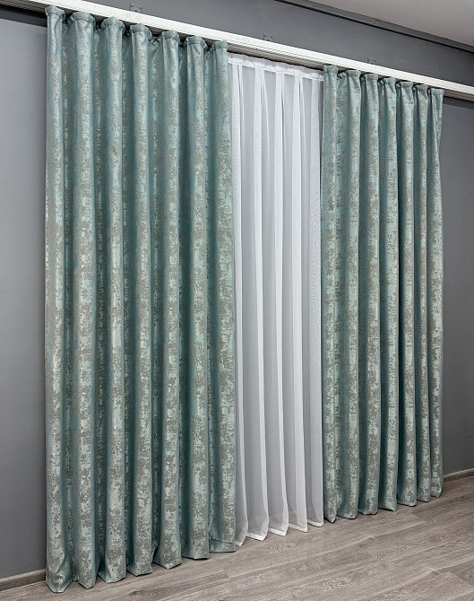 Комплект готових штор VR-Textil Жакард Sultan XO № 1148ш Бірюзово-сірий 200х290 см 2 шт (32-288) Київ - фото 12