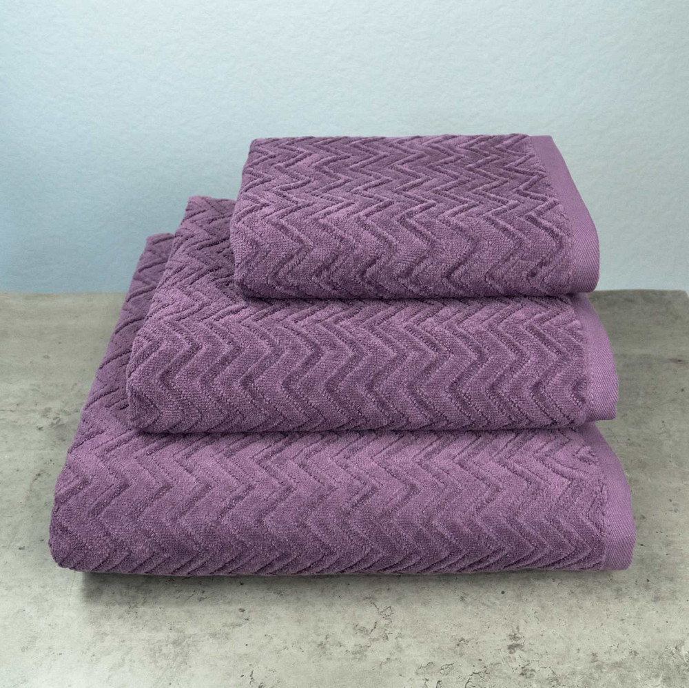 Набор махровых полотенец Жаккардовых с велюром 3шт GM Textile 40x70см, 50x90см, 70x140см 550г/м2 (Темно-Фиолетовый) Сумы - изображение 1