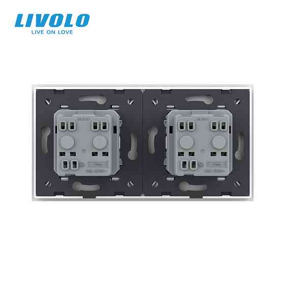 LIVOLO Подвійна електрична розетка з заземленням LIVOLO, біла, скляна рамка, шторки, 250В 16А ( Коломия