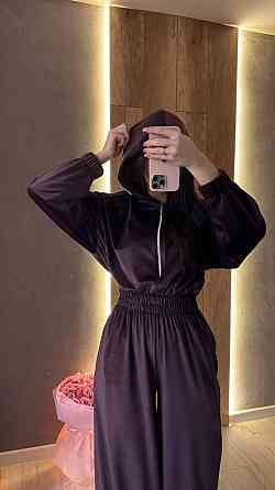 Жіночий стильний повсякденний комбінезон велюр плюш Шоколад, 44/46 Одеса