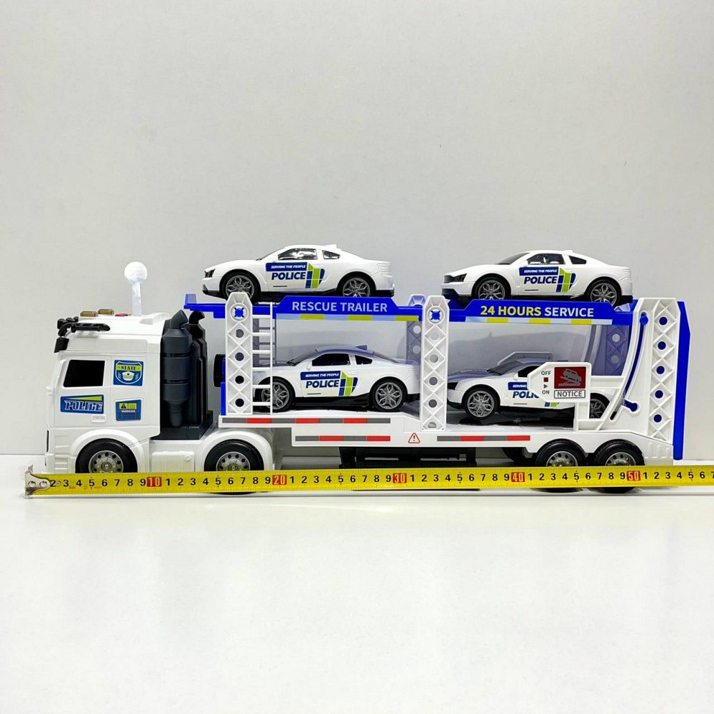 Трейлер Поліцейський вантажівка світло звук машинки 4in рухомі з'єднання Біло-синій (JP588-80) Чернигов - изображение 5
