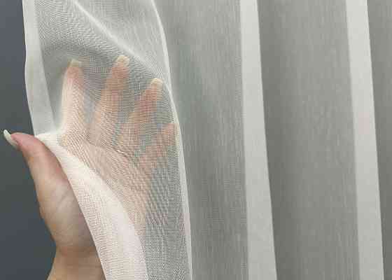 Тюль VR-Textil 1813т Бамбук с вышивкой и бархатом Айвори с бежевым 300х270 см (40-112) Киев