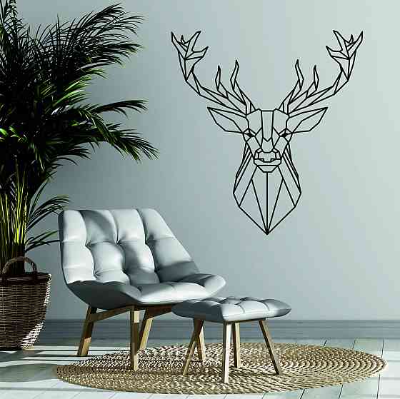 Декоративное настенное Панно «Олень», Декор на стену 70*65 см, Черный Киев