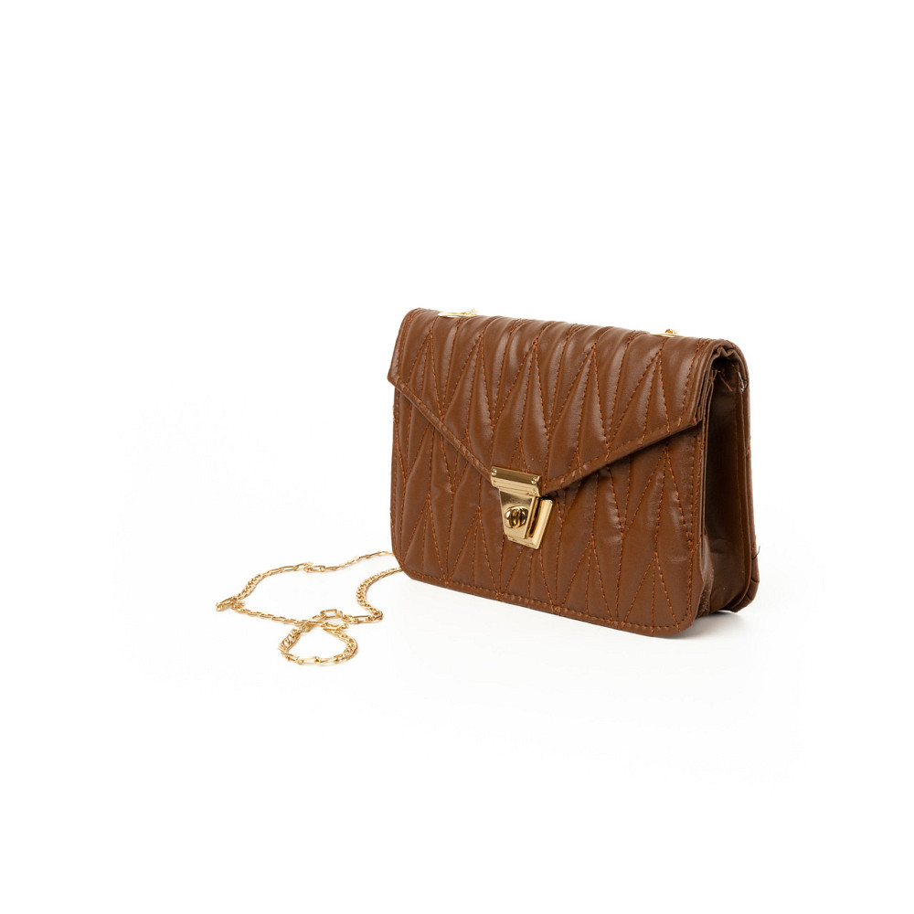 Сумка женская через плечо, сумочка калач со стеганым узором и ручкой-цепочкой, Коричневый Каменец-Подольский - изображение 2