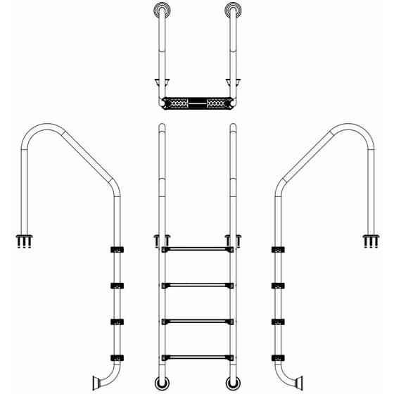 Лестница для бассейна Emaux Standard SLF415-SR (4 ступени). AISI-304 Киев