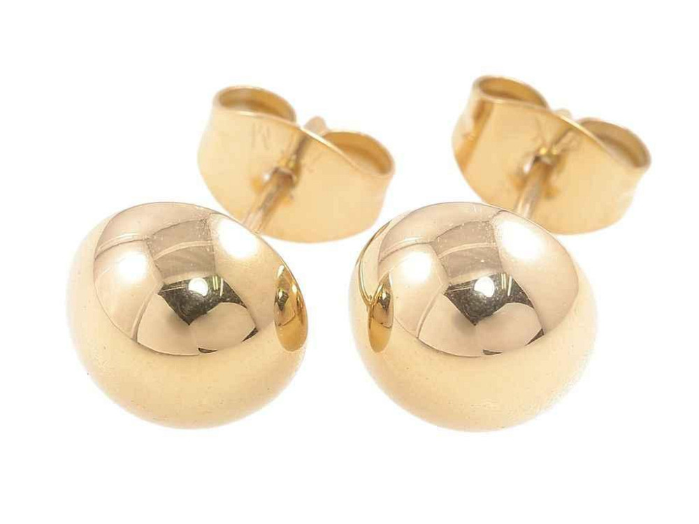 Сережки 14K пусети «Півсфери» ø 8мм (254026) ТМ XUPING Киев - изображение 1