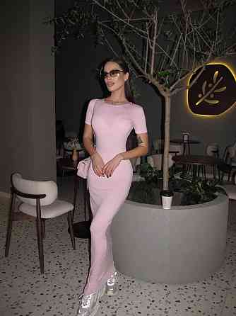 Женское базовое облегающее макси платье в стиле скимс турецкая натуральная вискоза Розовый Одесса