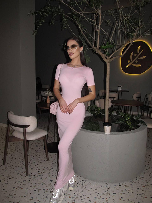 Женское базовое облегающее макси платье в стиле скимс турецкая натуральная вискоза Розовый Одесса - изображение 1