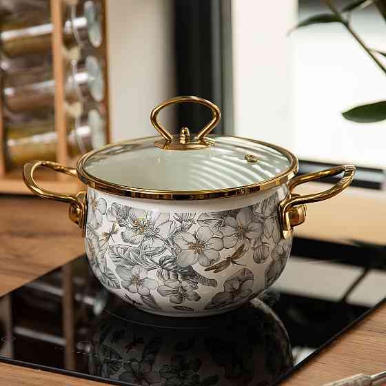 Yiwu Емальована каструля об'ємом 2 літри для газових, електричних та індукційних плит HP-2-105 Киев