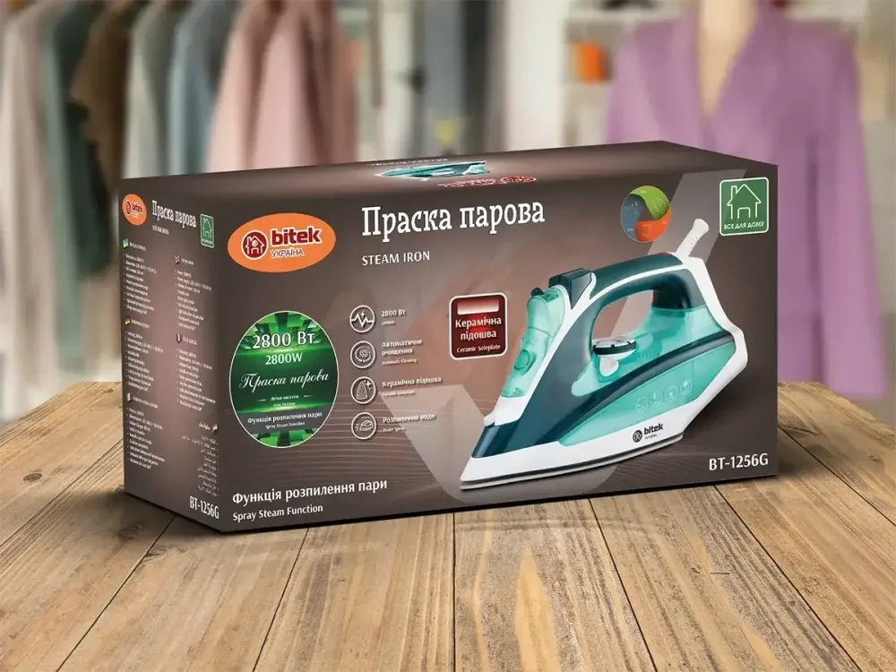Праска парова BITEK BT-1256G: 2800 Вт, керамічна підошва - для бездоганного прасування Одеса - фото 1