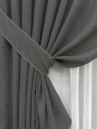 Комплект готових штор VR-Textil Льон Льон Мішковина № 1282ш Сірий 100х270 см 2 шт (31-0132) Київ