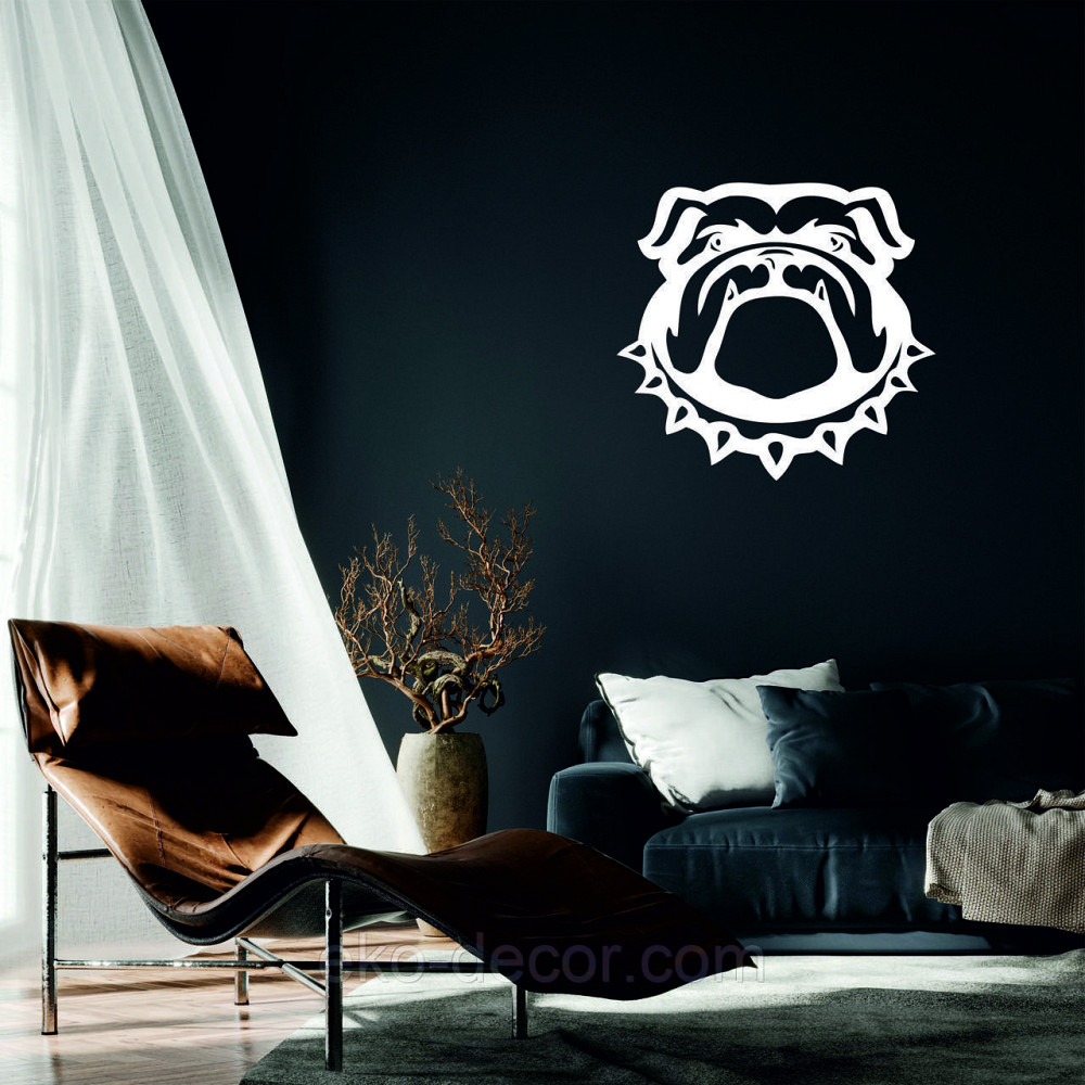 Декоративне настінне Панно «Бульдог», Декор на стіну 90*90 см, Білий Київ - фото 1