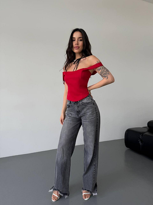 Жіночий стильний романтичний корсет із подвійним матеріалом костюмка Lux Червоний, 42 Одеса - фото 6