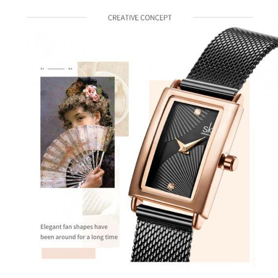 Женские наручные часы Shengke Victoria (Черные) Киев - изображение 7