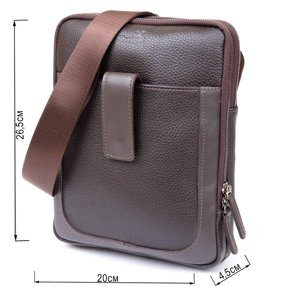 Сумка мужская планшет на два отделения кожаная флотар SHVIGEL 11286 Коричневая Киев - изображение 10