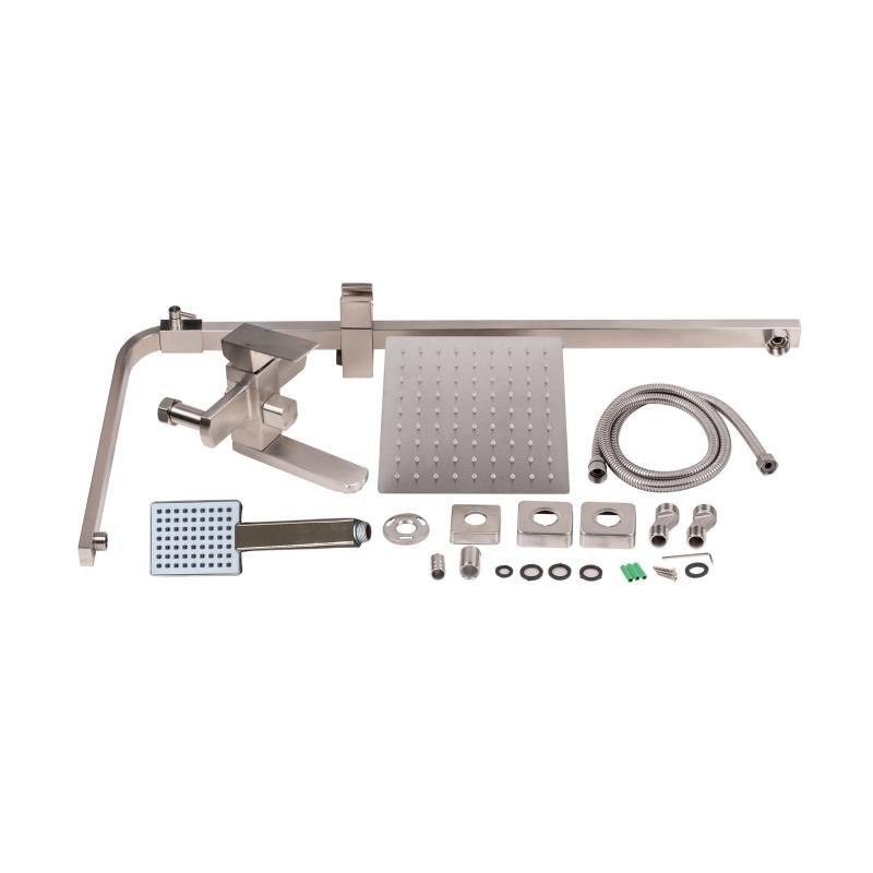 Душевая система универсальная Lidz Kubis 1030 Nickel на три потребителя (с изливом) из нержавеющей стали Харьков - изображение 8