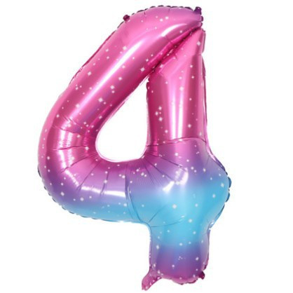 Кулька цифра 4 фольгована з принтом зірок 40 дюймів різнобарвний Київ - фото 2